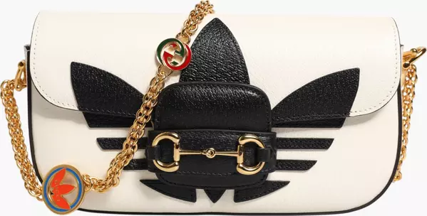 Gucci x Adidas Horsebit 1955 White Black Calfskin Leather Shoulder Bag
