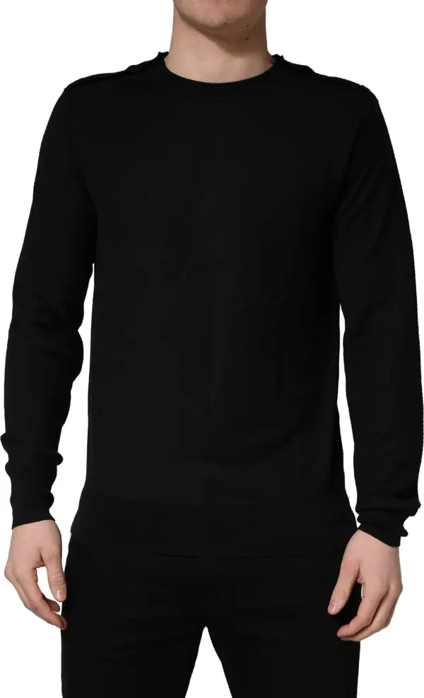 Black Crew Neck Long Sleeve Pullover Sweater