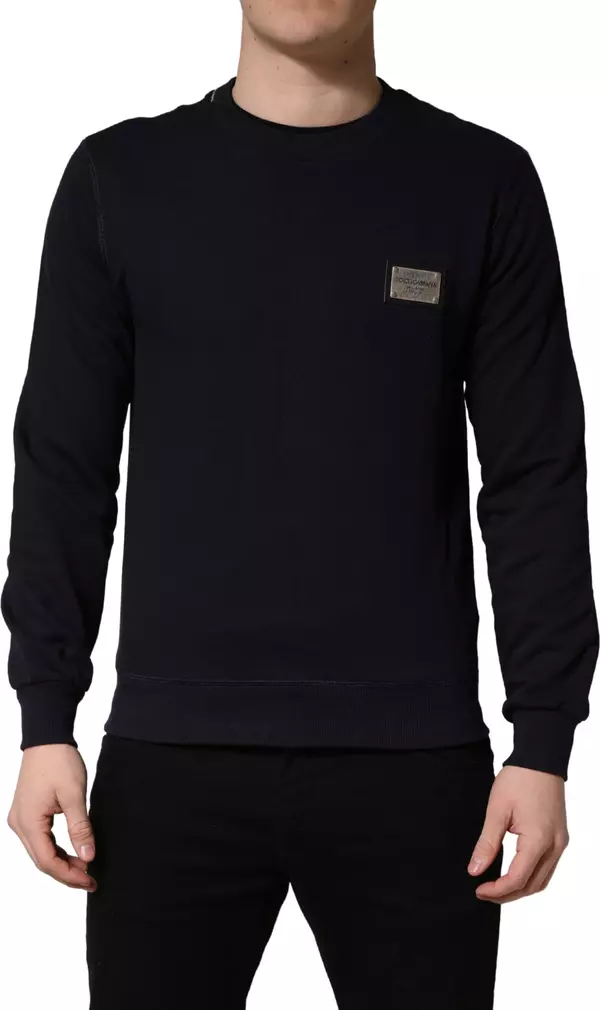 Black Logo Plaque Jersey Sweatshirt Cotton Sweater