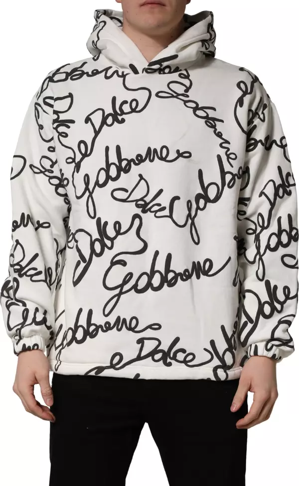 White Script Logo Print Cotton Sweatshirt Sweater
