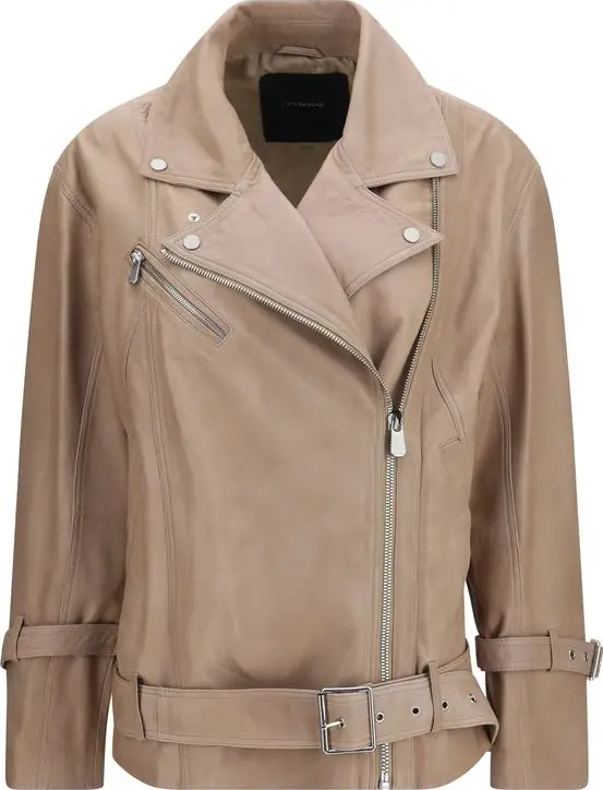 Beige Lambskin Leather Jacket