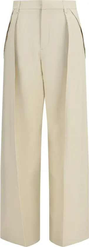 Beige Viscose Casual Pants