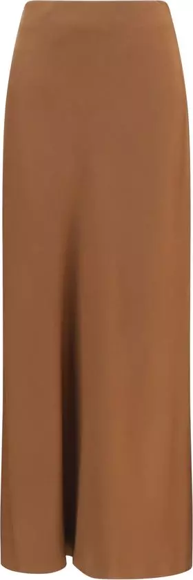 Brown Acetate Midi Skirt