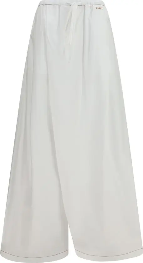 White Cotton Casual Pants