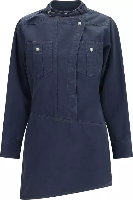 Blue Cotton Casual Dress