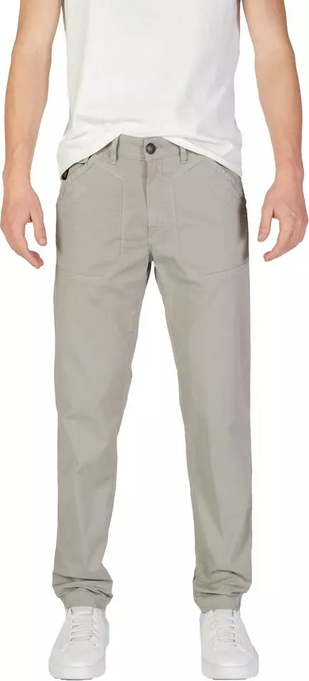 Gray Cotton Casual Pants