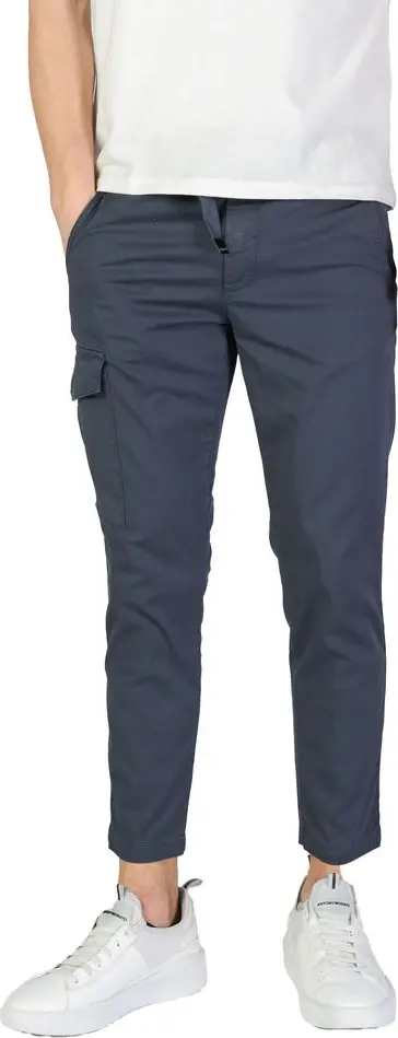 Blue Cotton Cargo Pants
