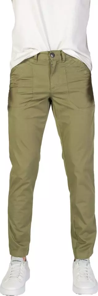 Green Cotton Casual Pants