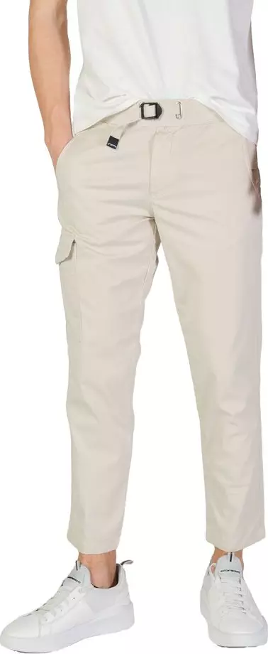 Beige Cotton Cargo Pants