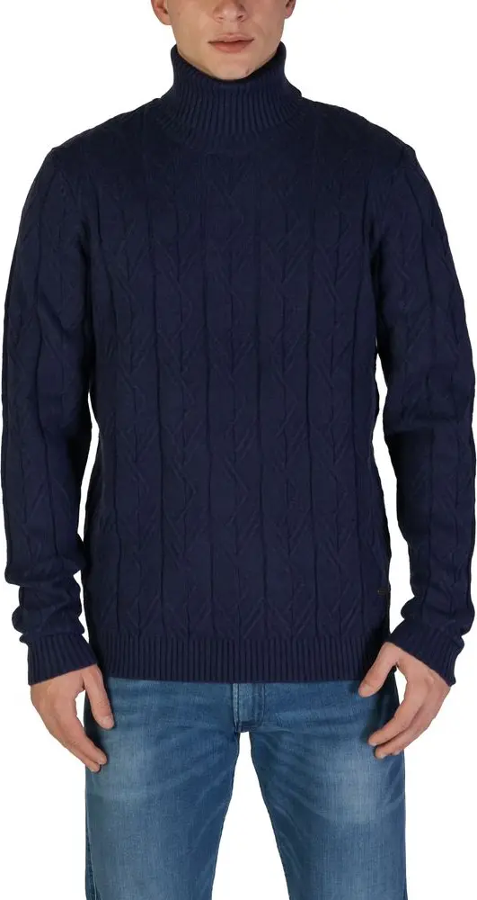 Blue Polyester Turtleneck