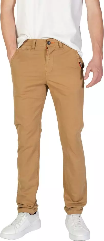 Beige Cotton Skinny Pants