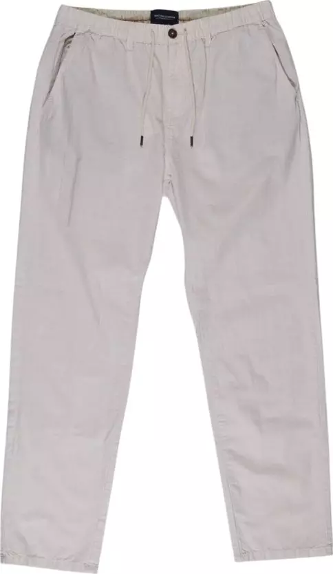 Beige Cotton Casual Pants