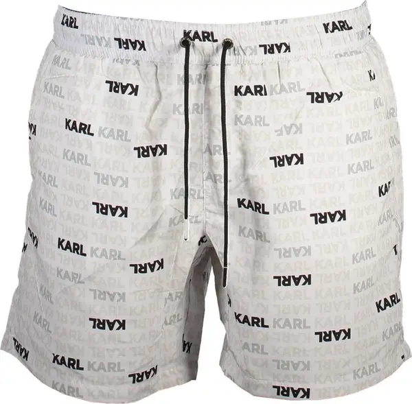 White Polyester Men's Swim Trunks