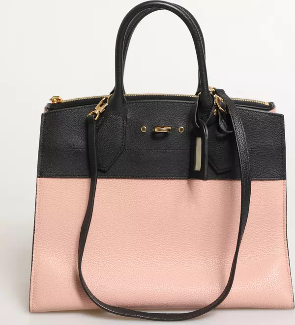 Pink and Black Leather City Steamer Leather Handbag