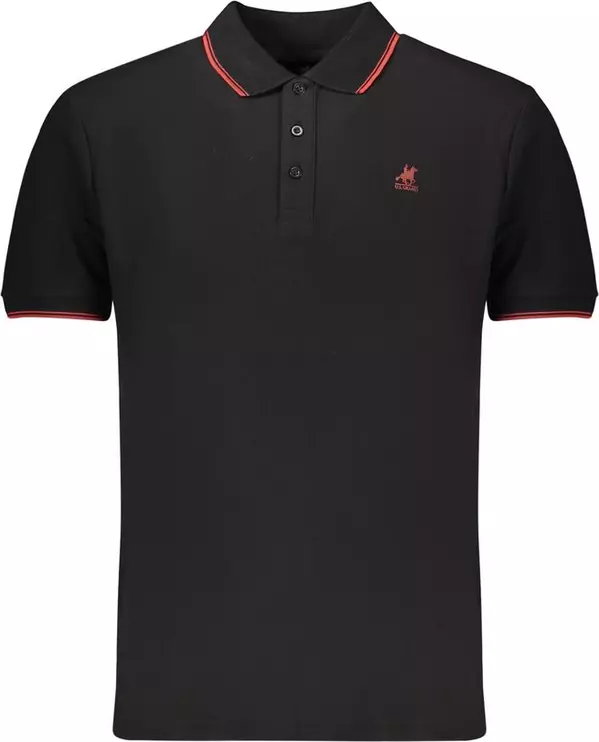 Black Cotton Men Polo