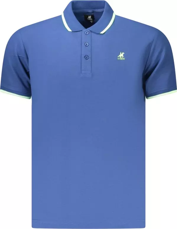 Blue Cotton Men Polo Shirt