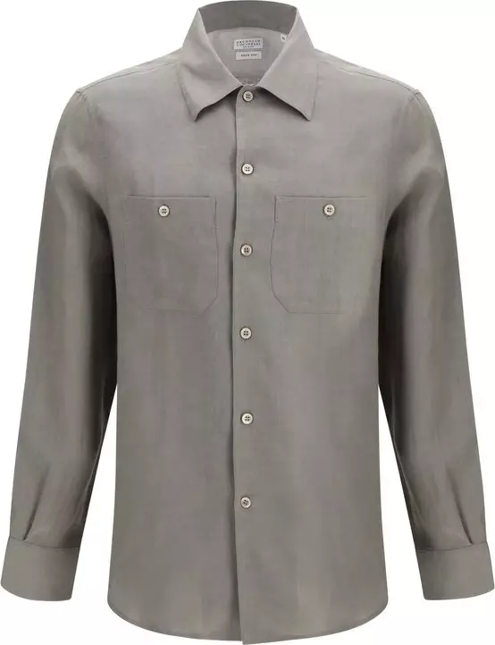 Bicolor Linen Dress Shirt
