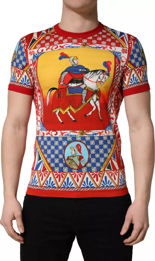 Multicolor Carretto Print Crew Neck T-shirt