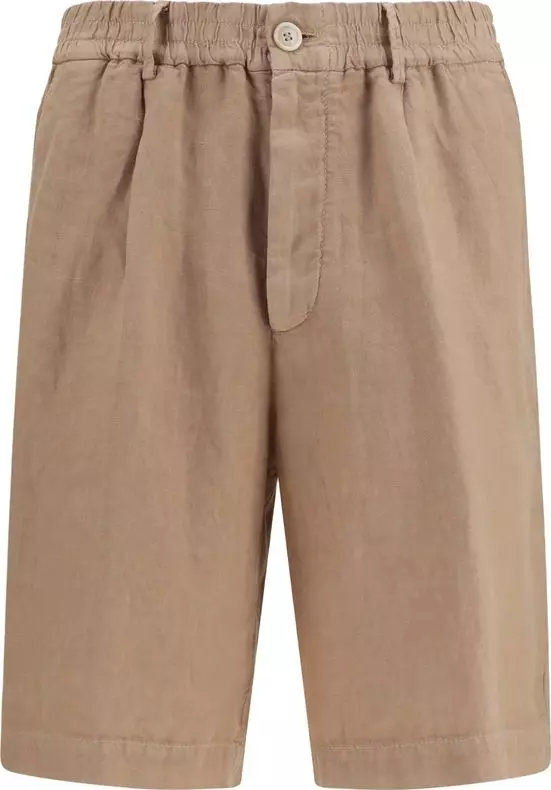 Brown Linen Bermuda Shorts