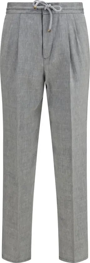 Gray Linen Casual Pants