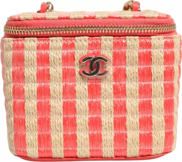 Raffia Jute Striped Mini Vanity Case