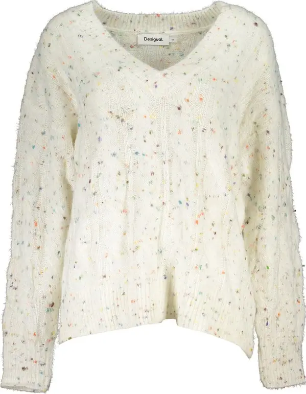 White Acrylic Women Sweater