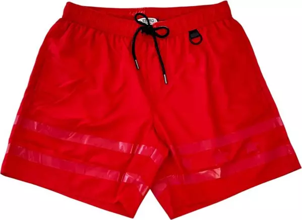 Red Polyester Men Swim Short