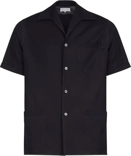Black Wool Shortsleeve Shirt
