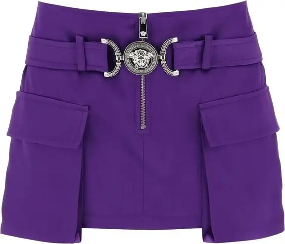 Purple Viscose Mini Skirt