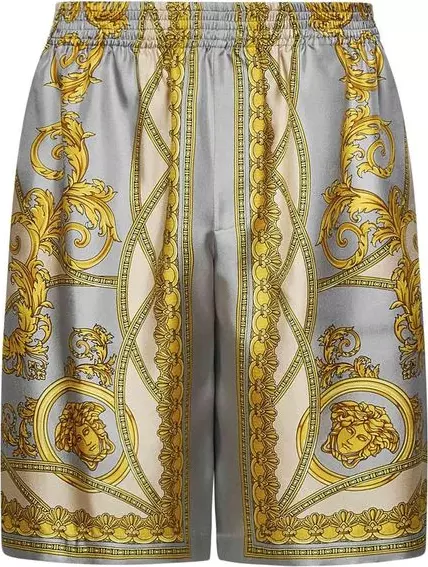 Gray Silk Bermuda Shorts