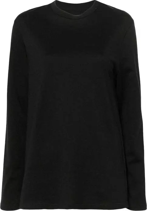 Black Cotton Long Sleeve T-Shirt