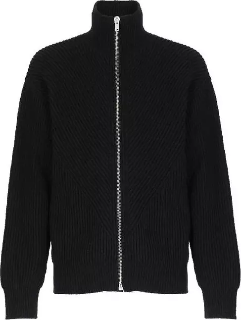 Black Alpaca Leather Cardigan