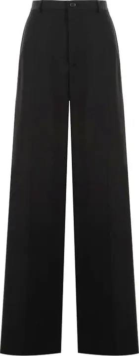Black Wool Flared Pants