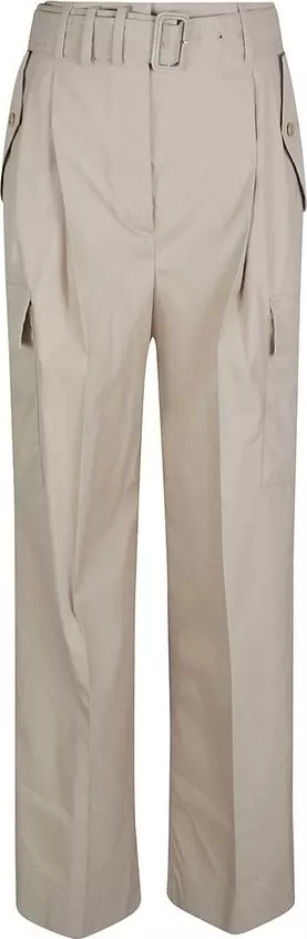Beige Cotton Cargo Pants