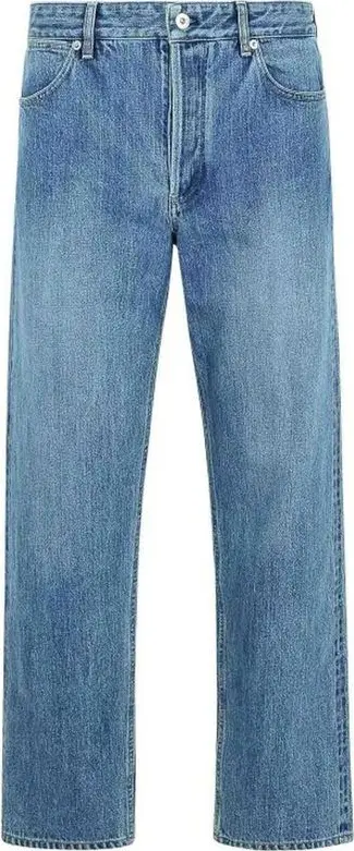 Blue Cotton Straight-Leg Jeans