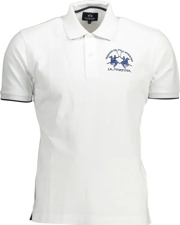 White Cotton Men Polo Shirt