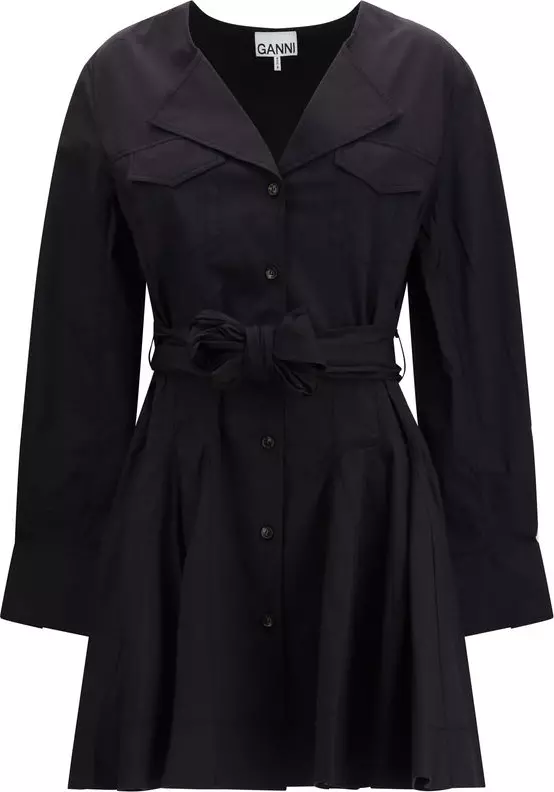 Black Cotton Casual Dress