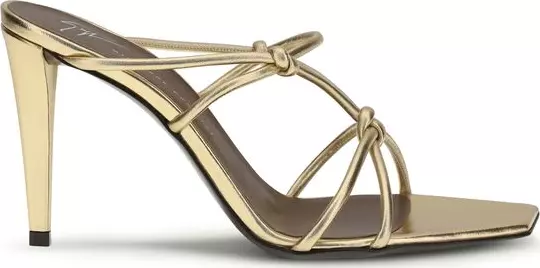Gold Calf Leather Bos Taurus Stiletto Heel Sandals
