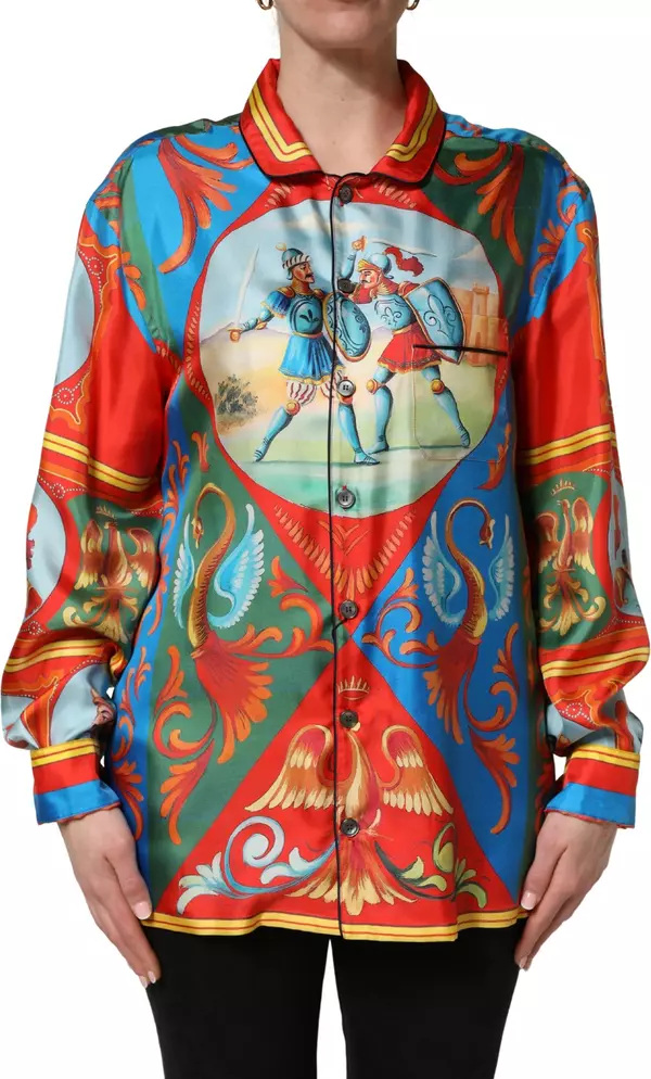 Multicolor Printed Long Sleeve Button Down Shirt Top