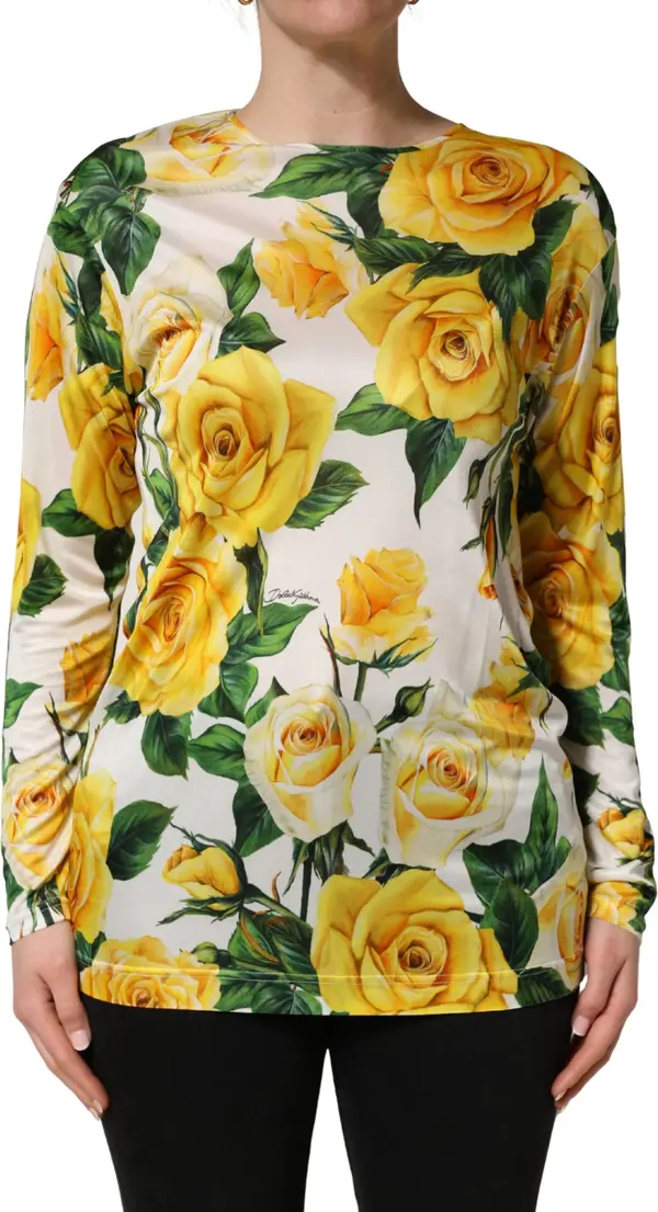 Yellow Rose Floral Long Sleeves Blouse Top