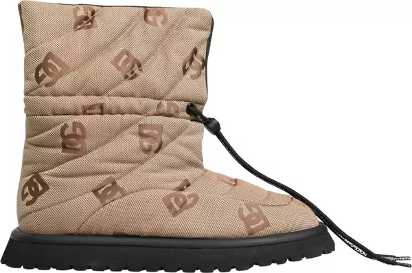 Brown Logo Print Lace Up Snow Boots Shoes