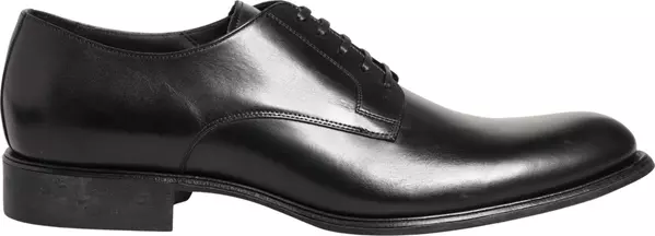 Black Calfskin Leather Derby Men Dress Shoes