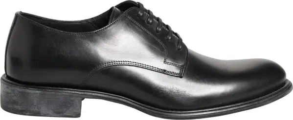 Black Calfskin Leather Derby Men Dress Shoes