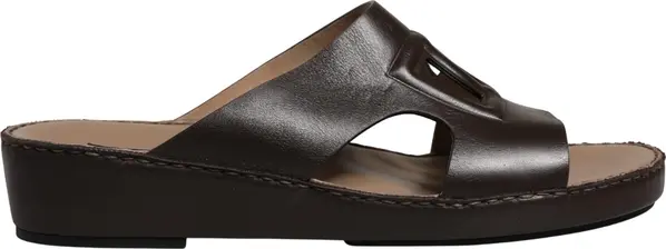 Brown Leather Cutout DG Logo Sandals Shoes