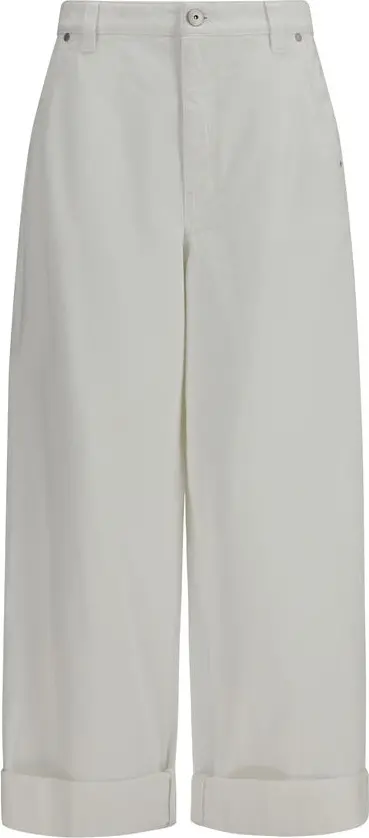 White Cotton Casual Pants