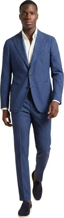 Blue Polyester Two-Piece Suit