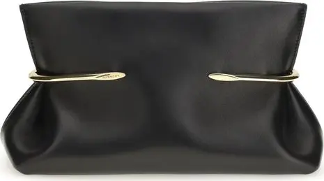 Black Napa Leather / Calf Bos Taurus Clutch Bag