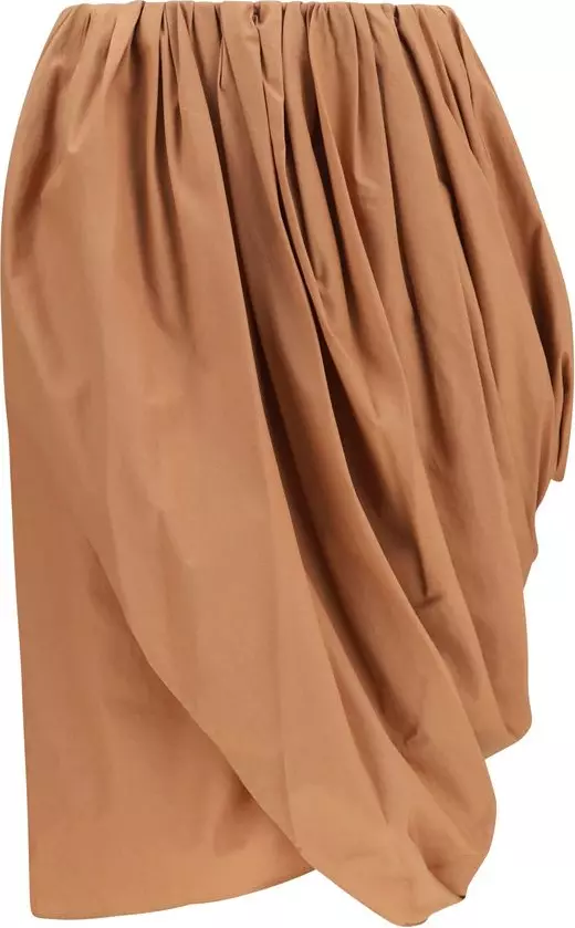 Beige Cotton Midi Skirt
