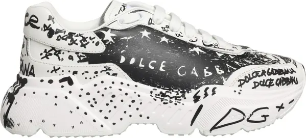 White Daymaster Graffiti Low Top Sneakers Shoes