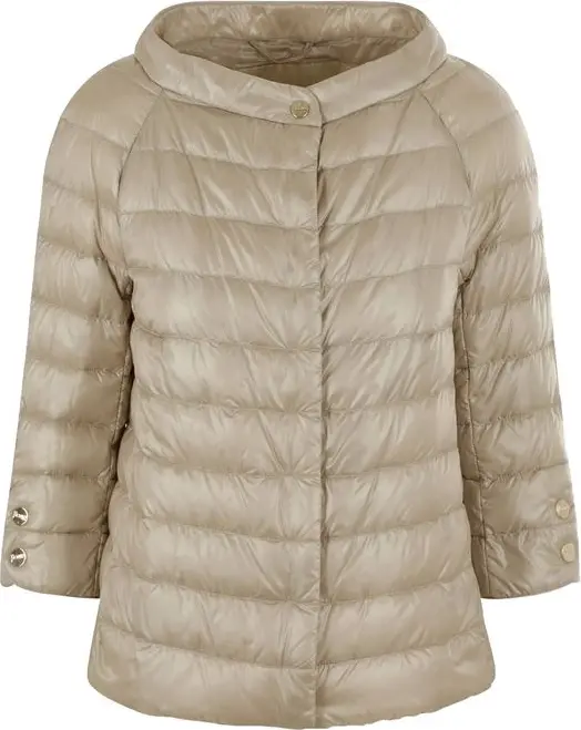 Beige Polyamide Full-Length Jacket